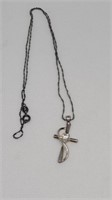Sterling cross necklace with white stone both