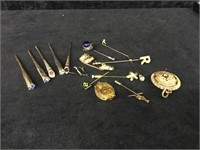 Lot of 16 Vintage Hair Pins, Stick Pins and