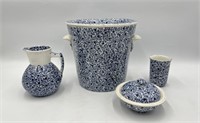 4 Pc Blue & White Pottery Ware