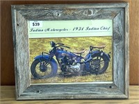 1934 Indian Motorcycle Framed Picture