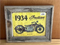 1934 Indian Motorcycle Framed Picture