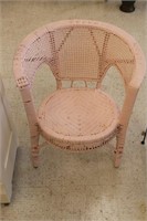 Child's round back & bottom pink wicker chair