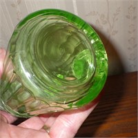 VINTAGE GREEN DEPRESSION URANIUM GLASS CREAMER