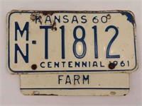 Kansas 1961 Farm License Plate