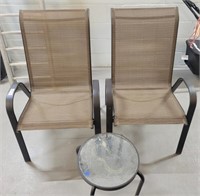 (2) Lawn Chairs & Round Glass Side Table