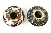 (2) Signed Miniature Native American Pottery Pots