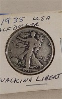 1935 US Silver Walking Liberty Half Dollar