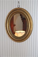 Gold framed mirror 14" long, hand painted tray