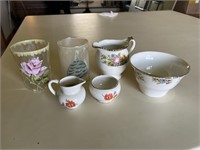 Antique Glass and China Ware, Cream and Sugars