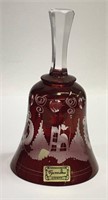 Bohemian Ruby Cut To Clear Glass Bell