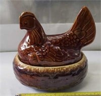 Hull Brown Drip Glaze Oven Proof Hen on Nest