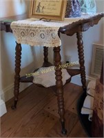 Antique Oak Occasional Table With Glass Ball And