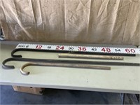 Vintage wood walking sticks/canes, two 60"