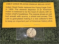 24KT Gold Plated Indian Head Cent