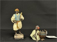 2 Middle Eastern Cold Painted Metal Figures