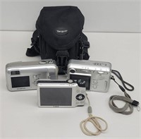 (3) Digital Cameras & One Case