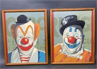 2 - 14" x 12” Vintage Clown Art