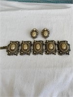 MODERN CHUNKY BRACELET CLIP ON EARRING SET;