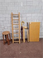 Wood ladder, bat, stool, etc