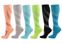 6 PAIRS UNISEX SPORTS COMPRESSION SOCKS-S/M