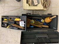 Tool box w/wood mallets, hammers & chisels