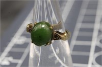 Gold Filled, Size 4, Green Jade Ring
