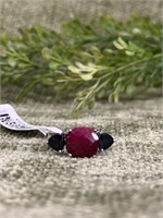 Ruby and Sapphire Sterling Silver Ring