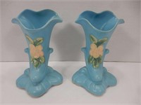 Weller Blue Pair of Vases