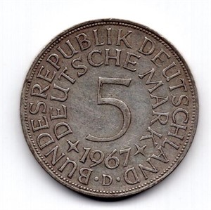 1967 D Germany 5 Mark Silver Coin