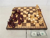 Nice Wood Carved Chess Set - As Shown