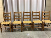 5 Ladder Back Woven Bottom Chairs