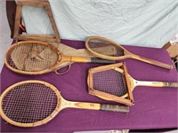 4 vintage tennis rackets.  Bentley,  Belmont John