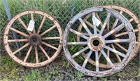 3 Antique Wooden  Wagon wheels