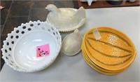 Melon Ceramic Bowl, Milk Glass Bowl, and Milk Glas