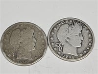 1906  S Silver Half Dollar  Coins (2)