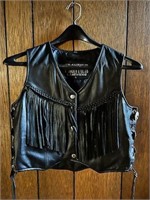 Ladies Black Leather vest w/Tassles