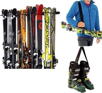 Ski Wall Storage Rack, Holds 8 Pairs