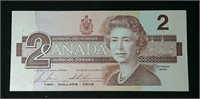 1986 uncirculated Canada $2 bill