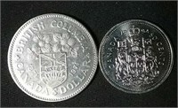 1971 BC dollar and 1994 Canada half dollar