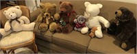 Collection of Plush Teddy Bears & Bar Stools