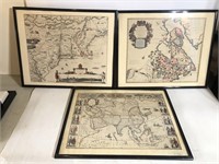 3 Vintage Map Prints 1600-1700s Penn Prints