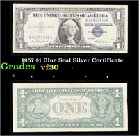 1957 $1 Blue Seal Silver Certificate Grades vf++