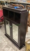 Gloss black vanity cabinet with beveled glass