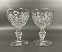 Vintage Set of 2 Hobnail Cordial Glasses