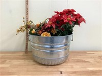 Tin Farmhouse Bucket with Flowers
