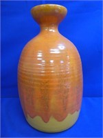 Signed Orange Pottery Vase