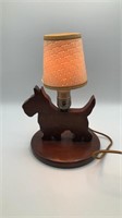 Vtg Folk Art Wooden Scotty Dog Lamp