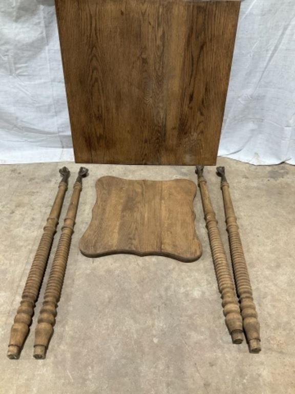 Wooden table with glass eagle claw feet 24”, 16”