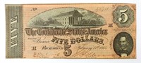 1864 $5 CONFEDERATE STATE OF AMERICA