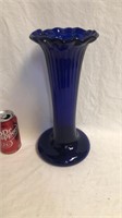Tall cobalt blue glass vase